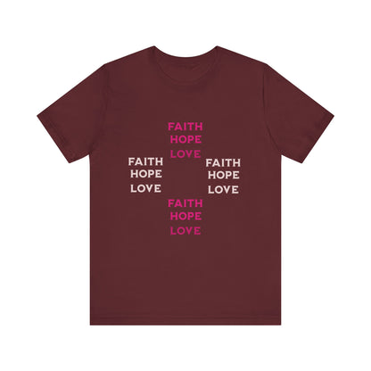 Power of Words Motivational Tee-- Faith, Hope, Love