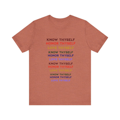 Power of Words Motivational Tee-- Know Thyself