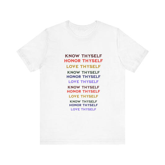 Power of Words Motivational Tee-- Know Thyself