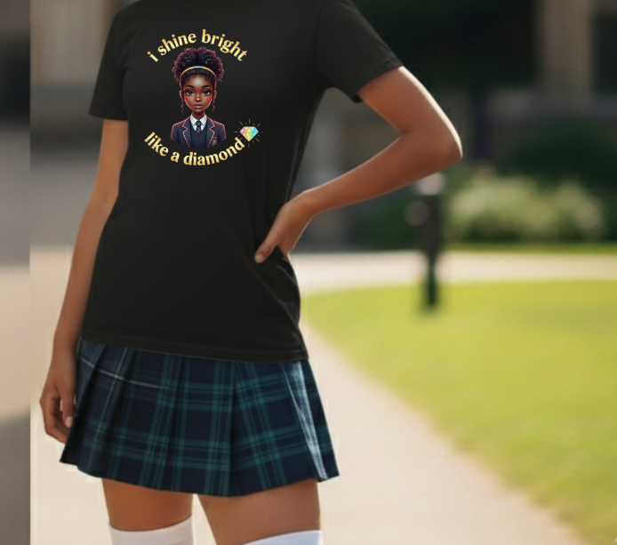 Empowering Teens Tee – “SHINE BRIGHT LIKE A DIAMOND” Positive Affirmation T-Shirt for Teens
