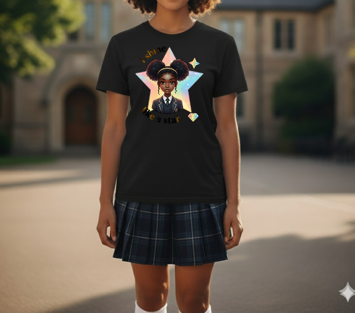 Empowering Teens Tee – “SHINE LIKE A STAR” Positive Affirmation T-Shirt for Teens