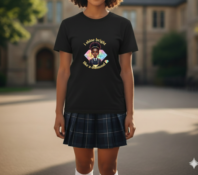 Empowering Teens Tee – “SHINE BRIGHT LIKE A DIAMOND” Positive Affirmation T-Shirt for Teens