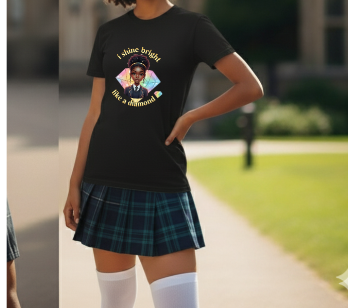 Empowering Teens Tee – “SHINE BRIGHT LIKE A DIAMOND” Positive Affirmation T-Shirt for Teens