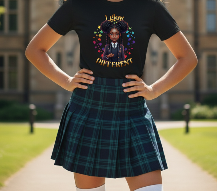 Empowering Teens Tee – “I GLOW DIFFERENT” Positive Affirmation T-Shirt for Teens