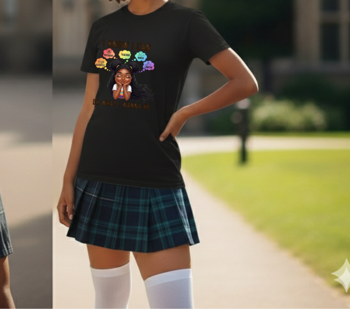 Empowering Teens Tee – “BE WHAT I WANNA BE” Positive Affirmation T-Shirt for Teens