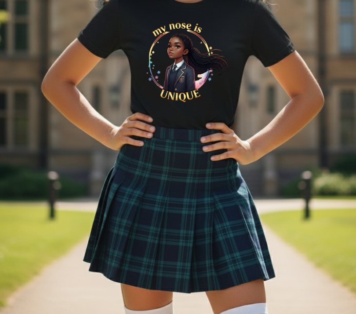 Empowering Teens Tee – “MY NOSE IS UNIQUE” Positive Affirmation T-Shirt for Teens