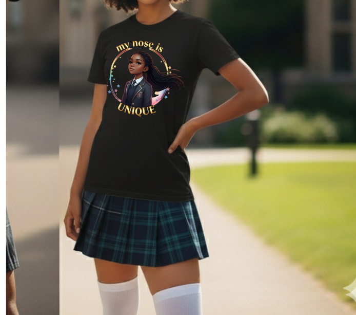 Empowering Teens Tee – “MY NOSE IS UNIQUE” Positive Affirmation T-Shirt for Teens