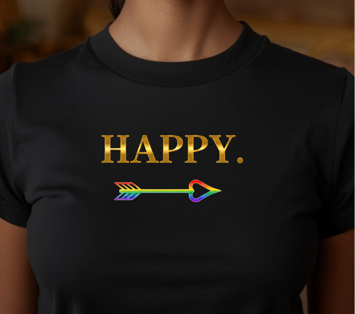 “Happy” Statement Tee – Positivity & Mindfulness T-Shirt