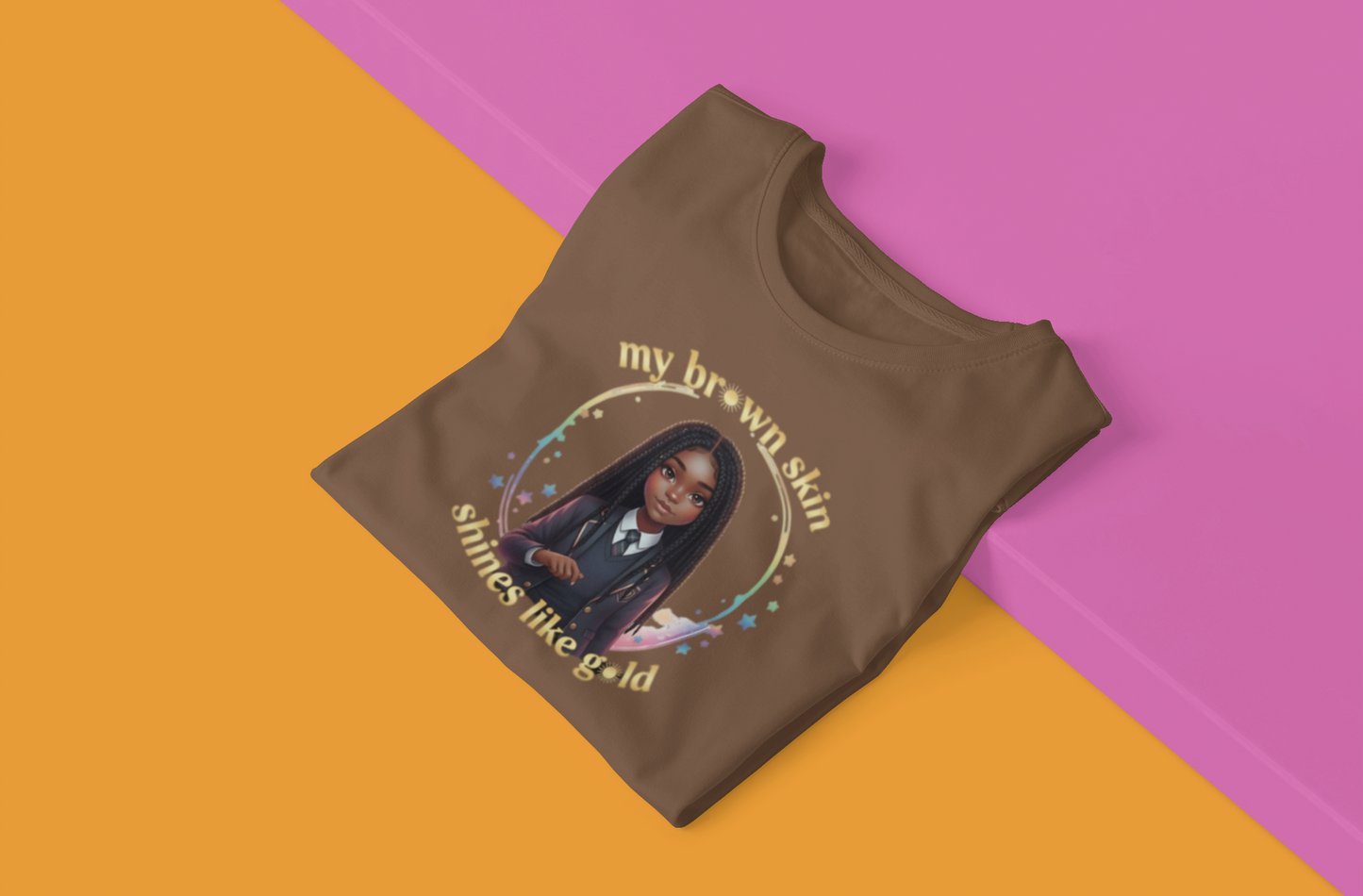 Empowering Teens Tee – “SKIN SHINES LIKE GOLD” Positive Affirmation T-Shirt for Teens