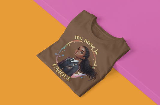 Empowering Teens Tee – “MY NOSE IS UNIQUE” Positive Affirmation T-Shirt for Teens